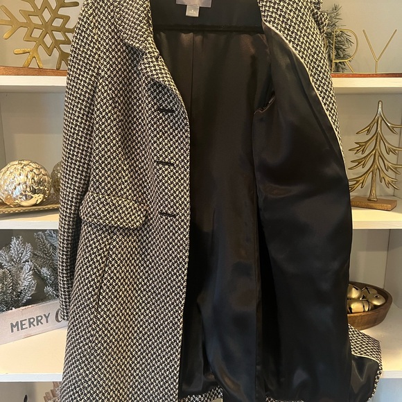 Ann Taylor Houndstooth Wool Blend Pea Coat Size 10 - Picture 9 of 9